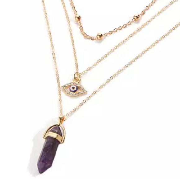 Jewelry - Multi Layers Cristal Eye - Stone  Pendant Necklace